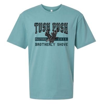 The Tush Push Eagles Brotherly Shove Sueded Cloud Jersey T-Shirt