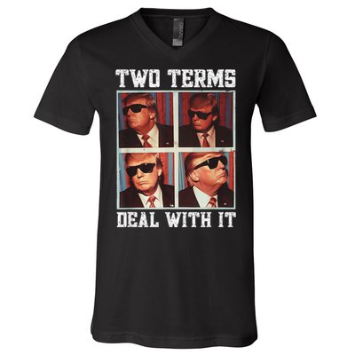 Two Term President Trump Deal With It V-Neck T-Shirt