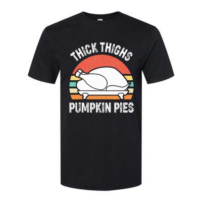 Thick Thighs Pumpkin Pies Funny Turkey Thanksgiving Retro Softstyle® CVC T-Shirt