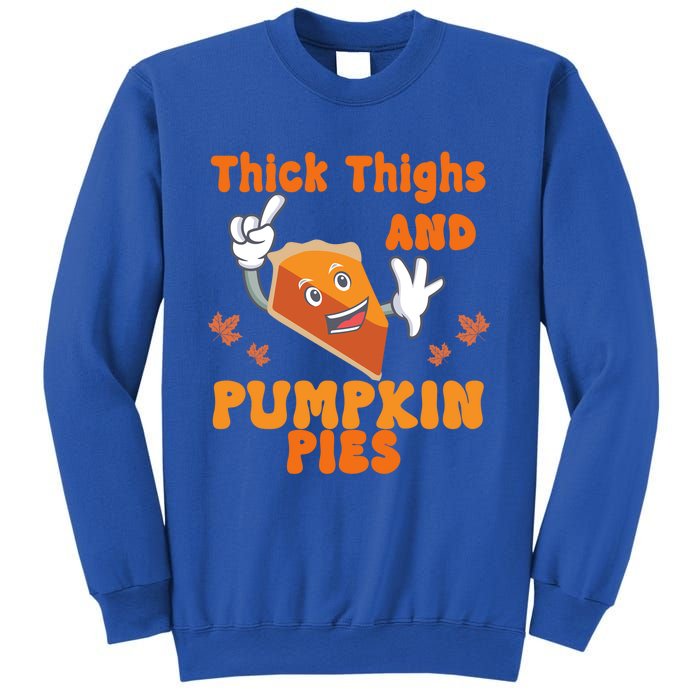 Thick Thighs Pumpkin Pies Autumn Thanksgiving Groovy Retro Cute Gift Sweatshirt