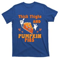 Thick Thighs Pumpkin Pies Autumn Thanksgiving Groovy Retro Cute Gift T-Shirt