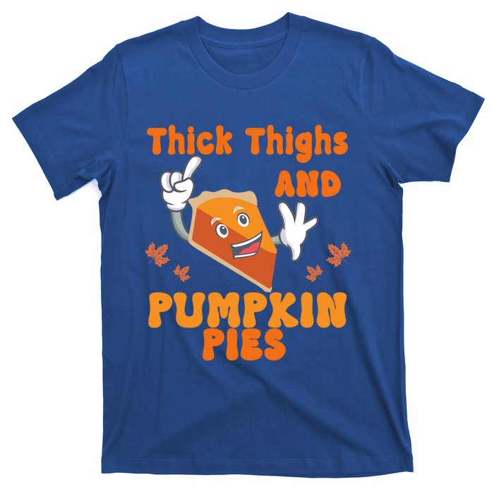 Thick Thighs Pumpkin Pies Autumn Thanksgiving Groovy Retro Cute Gift T-Shirt