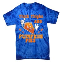 Thick Thighs Pumpkin Pies Autumn Thanksgiving Groovy Retro Cute Gift Tie-Dye T-Shirt