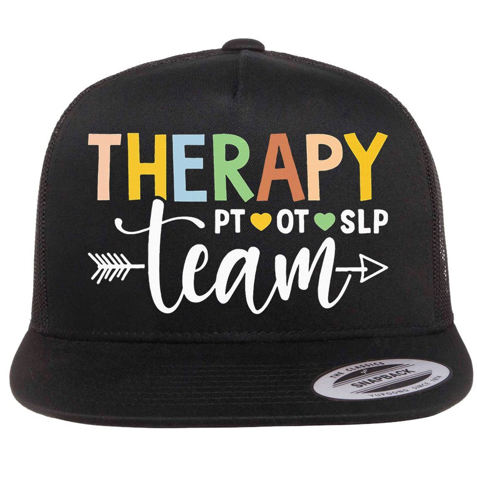 Therapy Team PT OT SLP Rehab Squad Therapist Motor Team Flat Bill Trucker Hat