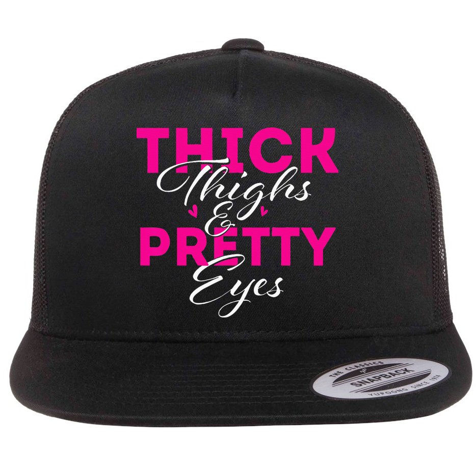 Thick Thighs & Pretty Eyes Workout Fitness Flat Bill Trucker Hat