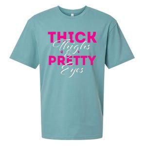 Thick Thighs & Pretty Eyes Workout Fitness Sueded Cloud Jersey T-Shirt