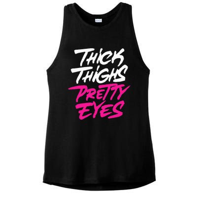 Thick Thighs Pretty Eyes Gift Plus Size Funny Ladies PosiCharge Tri-Blend Wicking Tank