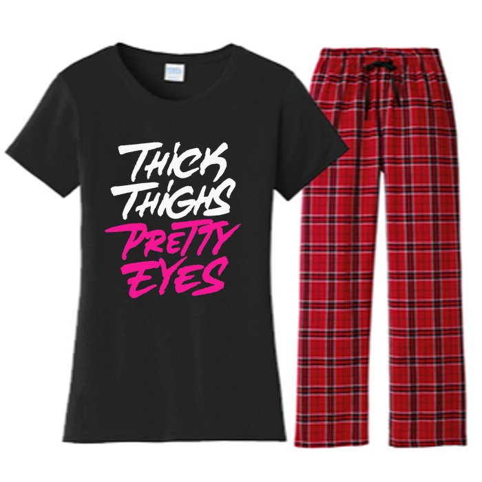 Thick Thighs Pretty Eyes Gift Plus Size Funny Women's Flannel Pajama Set