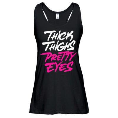 Thick Thighs Pretty Eyes Gift Plus Size Funny Ladies Essential Flowy Tank