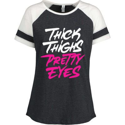 Thick Thighs Pretty Eyes Gift Plus Size Funny Enza Ladies Jersey Colorblock Tee