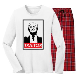 Trump Traitor Presidential Treason Political Anti Trump Women's Long Sleeve Flannel Pajama Set 