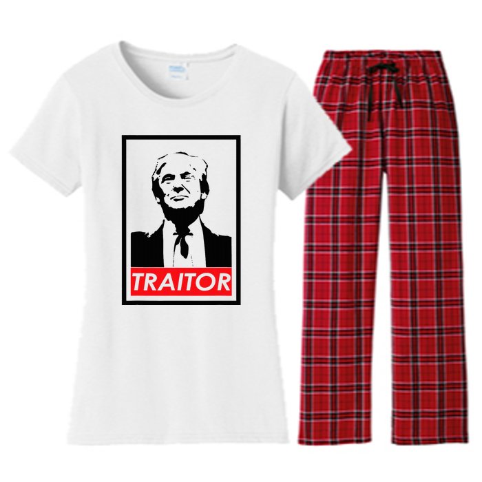 Trump Traitor Presidential Treason Political Anti Trump Women's Flannel Pajama Set