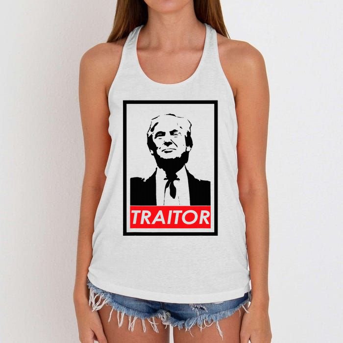 Trump Traitor Presidential Treason Political Anti Trump Women's Knotted Racerback Tank