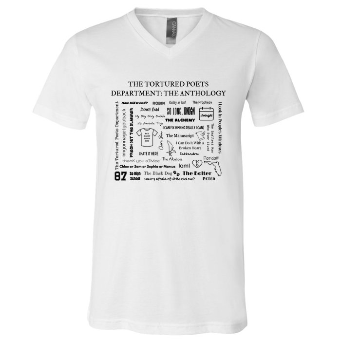 The Tortured Poets Ttpd Tracklist V-Neck T-Shirt