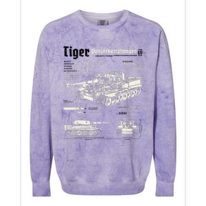 Tiger Tank Panzer World War 2 Blueprint Colorblast Crewneck Sweatshirt