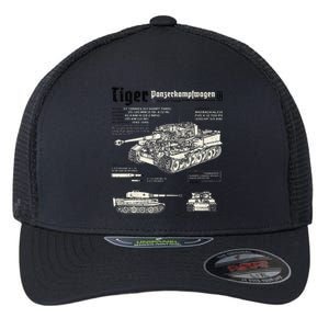 Tiger Tank Panzer World War 2 Blueprint Flexfit Unipanel Trucker Cap