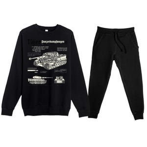 Tiger Tank Panzer World War 2 Blueprint Premium Crewneck Sweatsuit Set