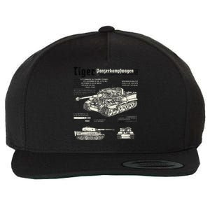 Tiger Tank Panzer World War 2 Blueprint Wool Snapback Cap