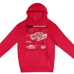 Tiger Tank Panzer World War 2 Blueprint Premium Pullover Hoodie