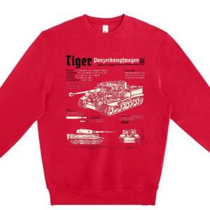 Tiger Tank Panzer World War 2 Blueprint Premium Crewneck Sweatshirt