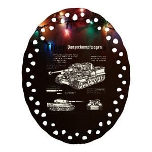 Tiger Tank Panzer World War 2 Blueprint Ceramic Oval Ornament