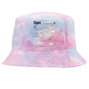 Tiger Tank Panzer World War 2 Blueprint Tie-Dyed Bucket Hat