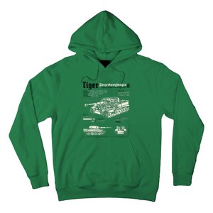 Tiger Tank Panzer World War 2 Blueprint Hoodie