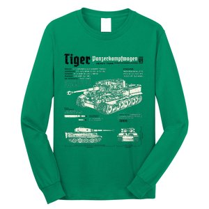 Tiger Tank Panzer World War 2 Blueprint Long Sleeve Shirt