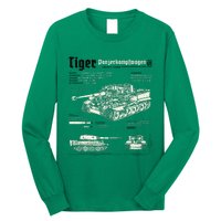 Tiger Tank Panzer World War 2 Blueprint Long Sleeve Shirt