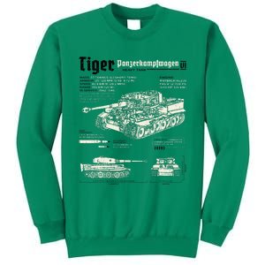 Tiger Tank Panzer World War 2 Blueprint Sweatshirt