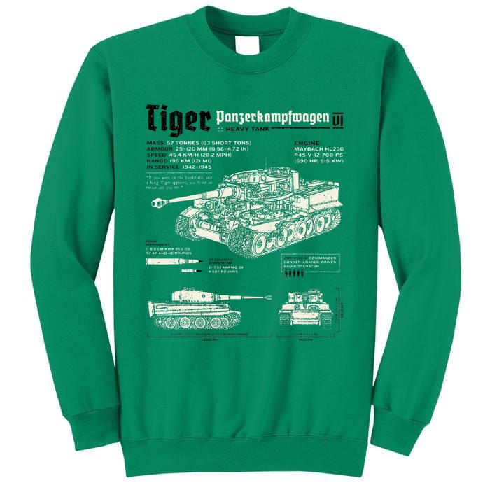 Tiger Tank Panzer World War 2 Blueprint Sweatshirt