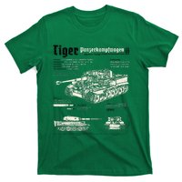 Tiger Tank Panzer World War 2 Blueprint T-Shirt