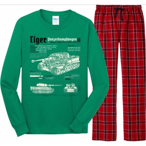 Tiger Tank Panzer World War 2 Blueprint Long Sleeve Pajama Set