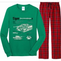 Tiger Tank Panzer World War 2 Blueprint Long Sleeve Pajama Set