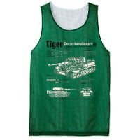 Tiger Tank Panzer World War 2 Blueprint Mesh Reversible Basketball Jersey Tank