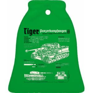 Tiger Tank Panzer World War 2 Blueprint Ceramic Bell Ornament