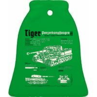 Tiger Tank Panzer World War 2 Blueprint Ceramic Bell Ornament