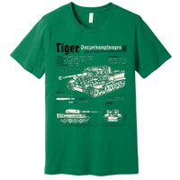 Tiger Tank Panzer World War 2 Blueprint Premium T-Shirt