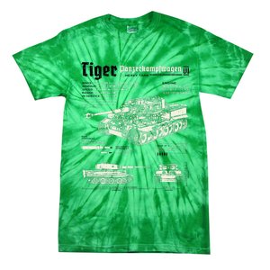 Tiger Tank Panzer World War 2 Blueprint Tie-Dye T-Shirt