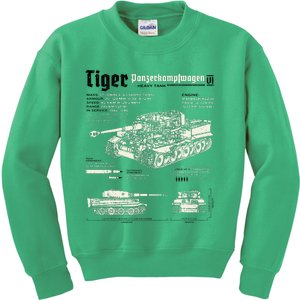 Tiger Tank Panzer World War 2 Blueprint Kids Sweatshirt