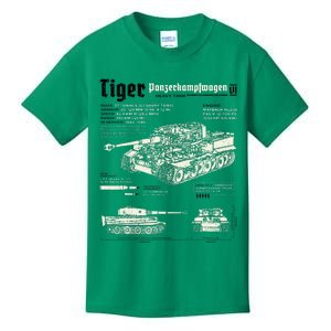 Tiger Tank Panzer World War 2 Blueprint Kids T-Shirt