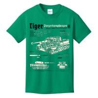 Tiger Tank Panzer World War 2 Blueprint Kids T-Shirt