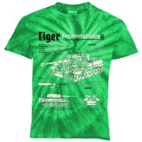 Tiger Tank Panzer World War 2 Blueprint Kids Tie-Dye T-Shirt