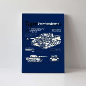 Tiger Tank Panzer World War 2 Blueprint Canvas