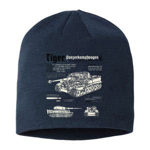 Tiger Tank Panzer World War 2 Blueprint Sustainable Beanie