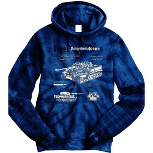 Tiger Tank Panzer World War 2 Blueprint Tie Dye Hoodie