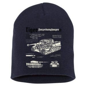 Tiger Tank Panzer World War 2 Blueprint Short Acrylic Beanie