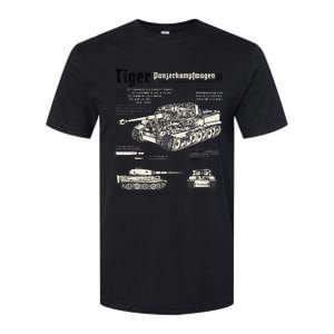 Tiger Tank Panzer World War 2 Blueprint Softstyle CVC T-Shirt