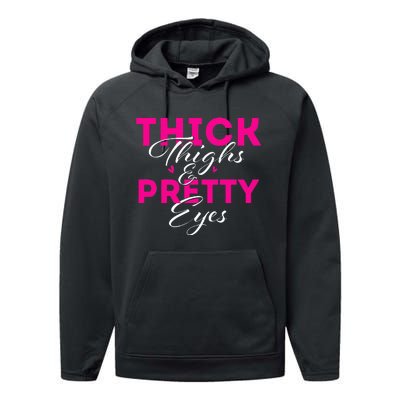 Thick Thighs & Pretty Eyes  Workout Fitness Performance Fleece Hoodie