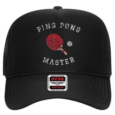 Table Tennis Ping Pong Master Funny Quote Graphic Print High Crown Mesh Back Trucker Hat